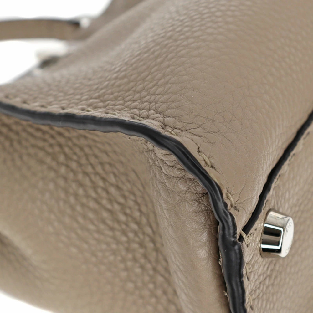 FENDI Peekaboo Regular Selleria Crossbody Shoulder Bag Handbag Gray Beige - Picture 10 of 11
